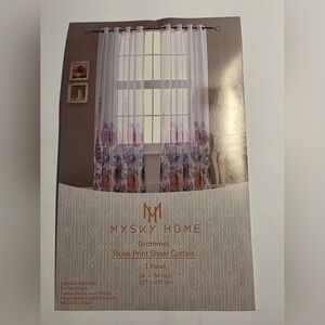 54x84 Mysky Home Floral Print Sheer Grommet Curtains 1 Panel NWT Colorful